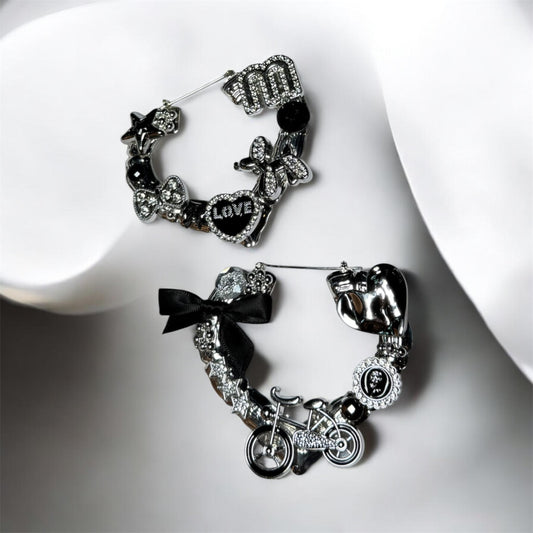 BLACK BAMBOO HEART EARRINGS