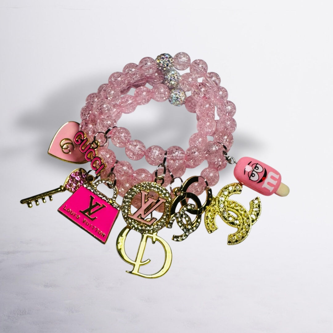 PINK SPARKLE 💖 3 PIECE BEADED BRACELET SET