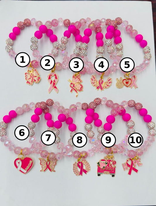 HOT PINK BREAST CANCER AWARENESS BRACELETS